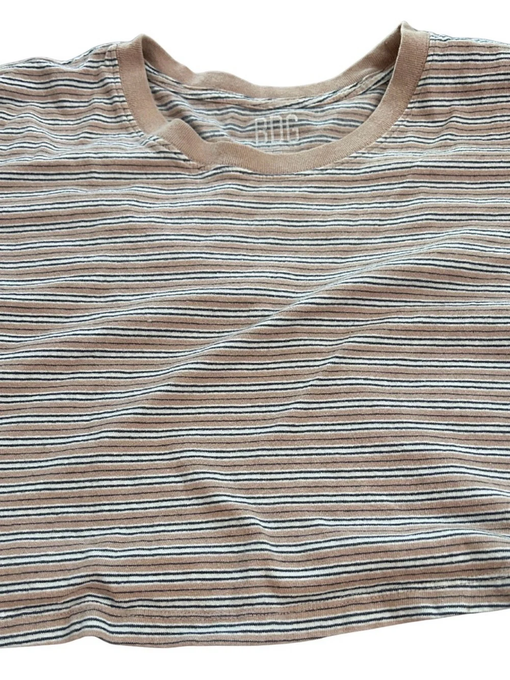 BDG Striped Cotton Cropped Short Sleeve T-Shirt | Size L